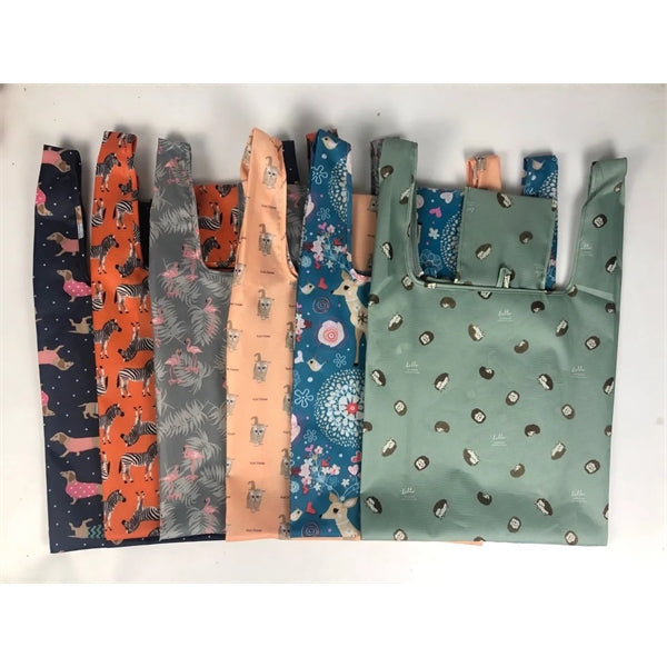 Full Color Foldable Grocery Totes with Carry Pouch