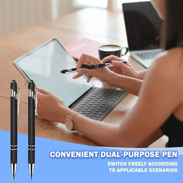 Soft-Touch Aluminum Metal Ballpoint Pen w/ Stylus
