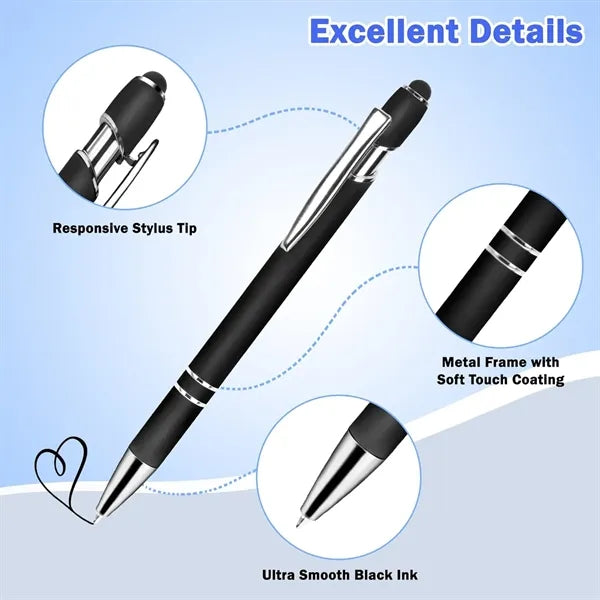 Soft-Touch Aluminum Metal Ballpoint Pen w/ Stylus