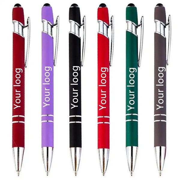 Soft-Touch Aluminum Metal Ballpoint Pen w/ Stylus