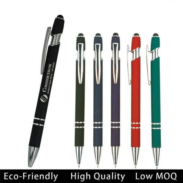 Soft-Touch Aluminum Metal Ballpoint Pen w/ Stylus