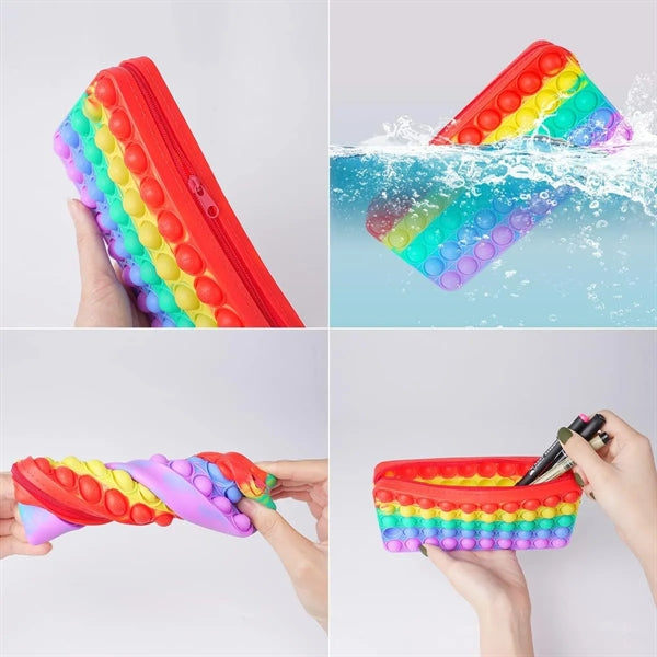 Rainbow Silicone Pop Bubble Pencil Box