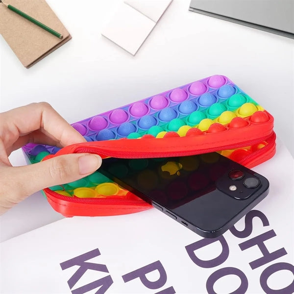 Rainbow Silicone Pop Bubble Pencil Box