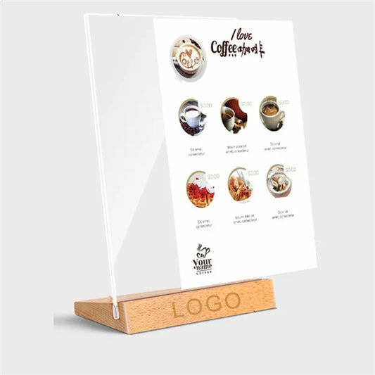 4''x6''Clear Acrylic Sign Wooden Base Holder
