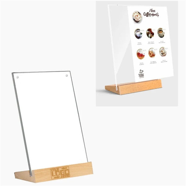 4''x6''Clear Acrylic Sign Wooden Base Holder