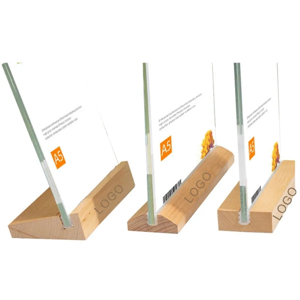 4''x6''Clear Acrylic Sign Wooden Base Holder