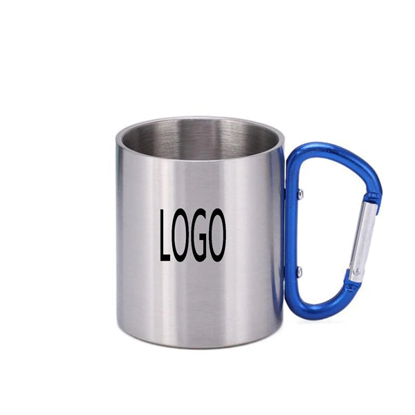 Portable Double Wall Travel Mug With D-Ring Carabiner Hook