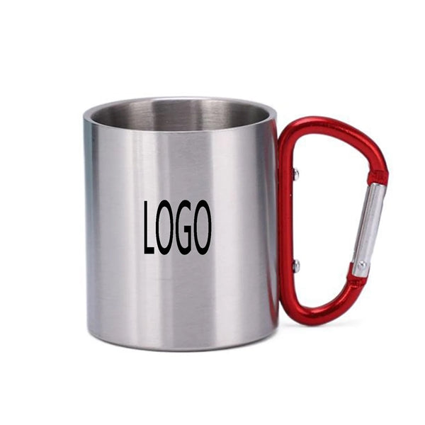 Portable Double Wall Travel Mug With D-Ring Carabiner Hook