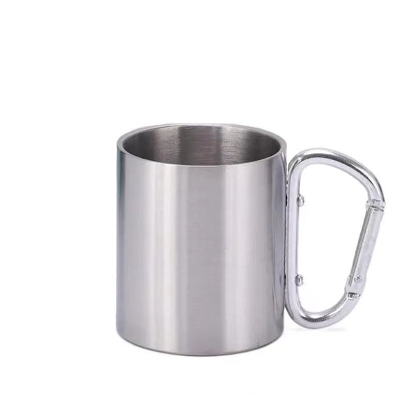 Portable Double Wall Travel Mug With D-Ring Carabiner Hook