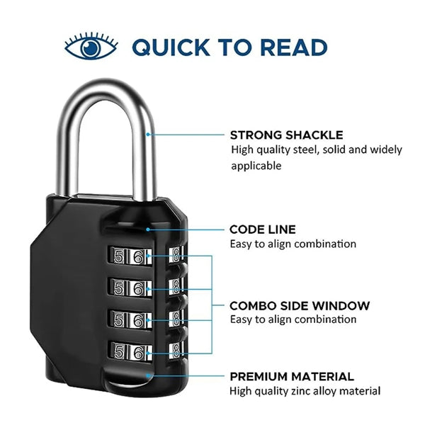 4 Digit Code Combination Padlock Portable