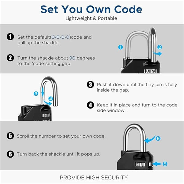 4 Digit Code Combination Padlock Portable