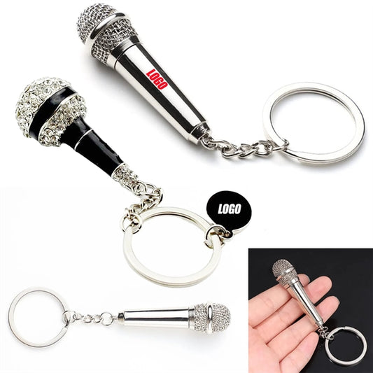 Metal Music Microphone Keychain