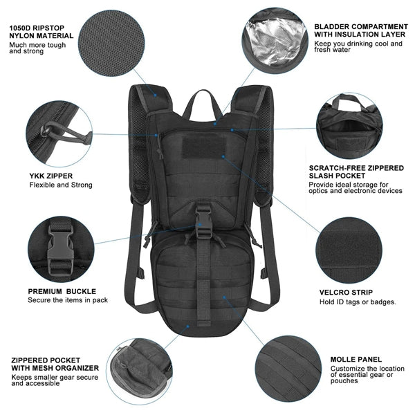 Tactical Hydration Backpack With Water Bladder