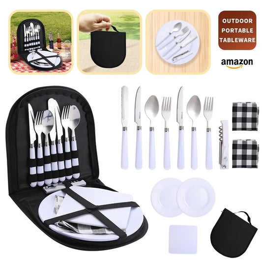 Stainless Steel Tableware Picnic Set Storage Bag