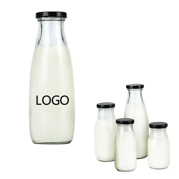 33oz Clear Glass Milk Bottles With Lids