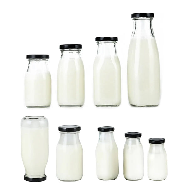 33oz Clear Glass Milk Bottles With Lids
