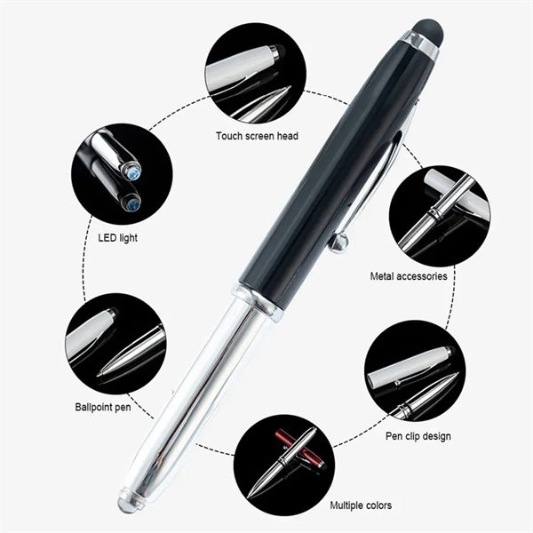 Multifunctional LED Ballpoint Pen With Stylus