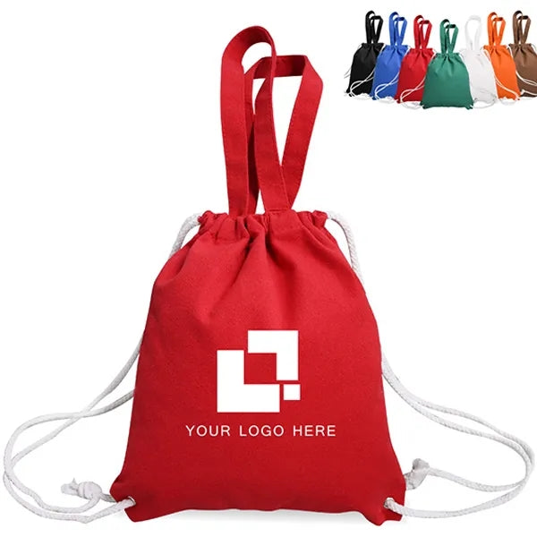 8oz. Recycled Cotton Drawstring Bag With Handle
