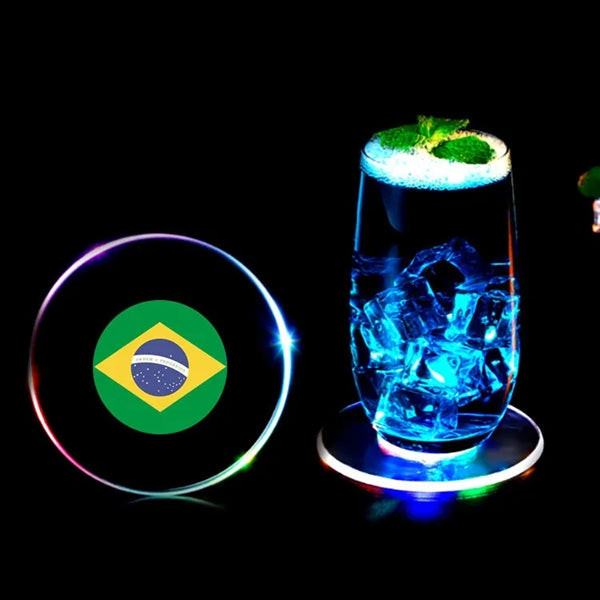 Acrylic Led Luminous Round Clear Cup Mat Drink Coaster