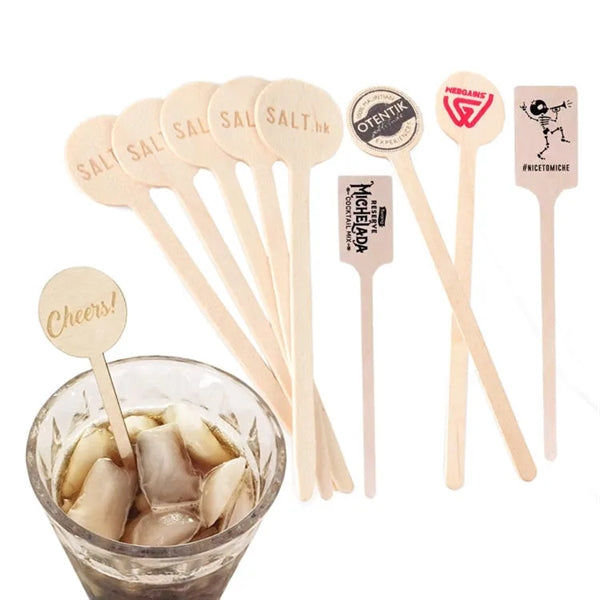 Round Top Wood Drink Stirrer Food Pick Stir Stick