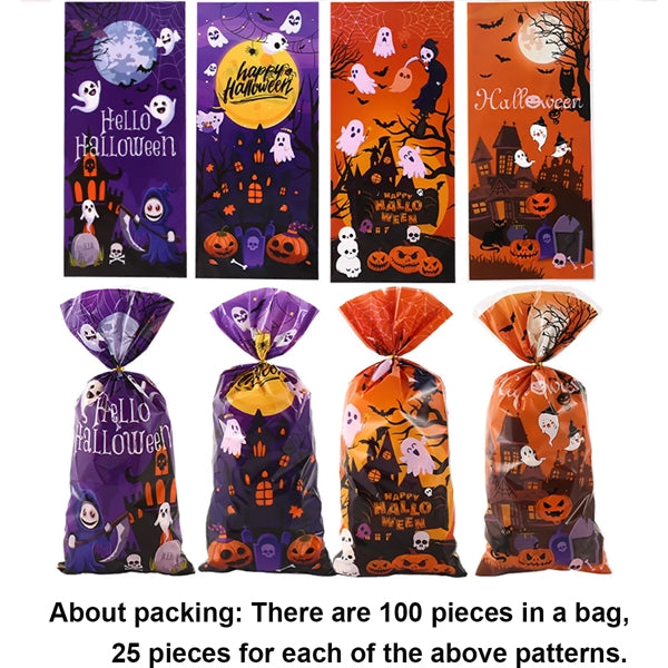100pcs Halloween Treats Bags