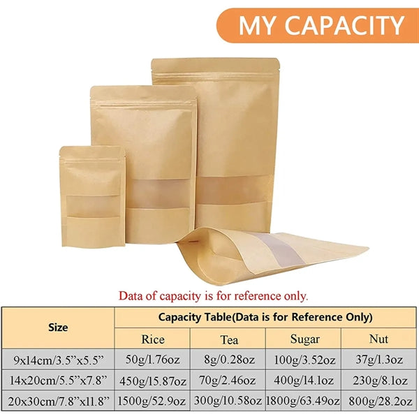 7.8"X11.8"Kraft Paper Ziplock Bag