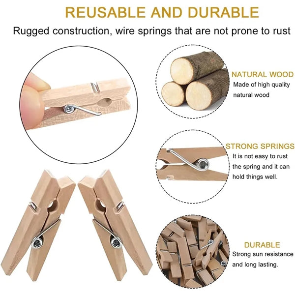 Natural Wooden Clothespins
