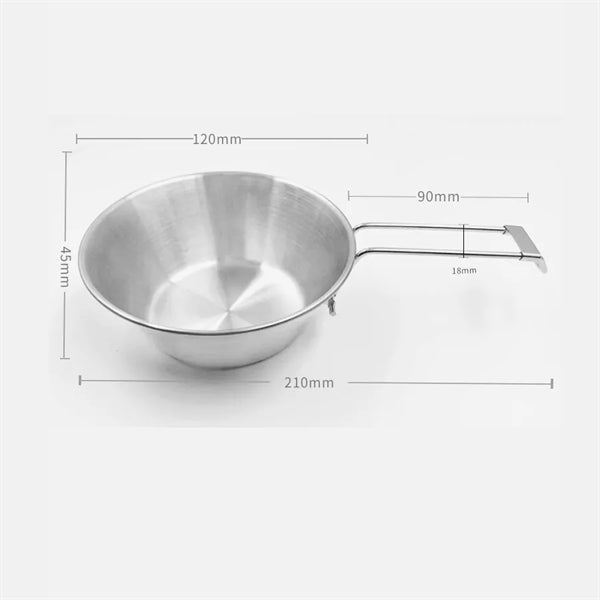 300ML Stainless Steel Camping Bowl with Foldable Handle