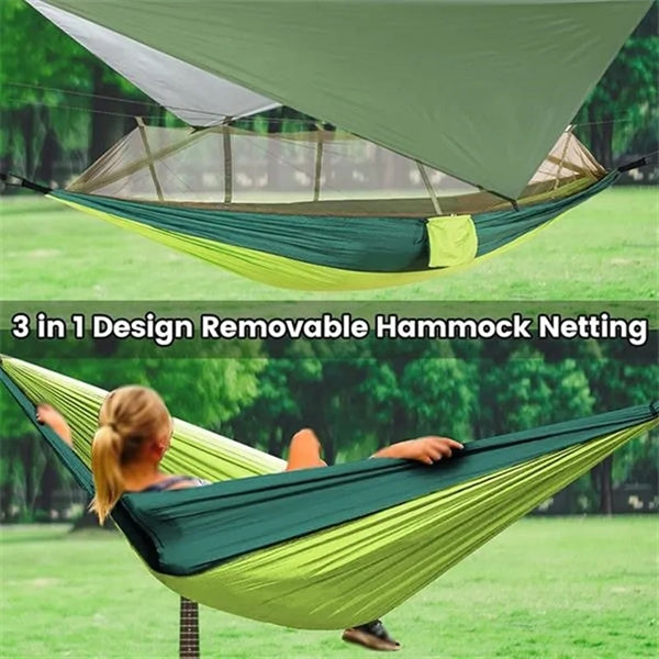 Portable Camping Hammock With Rian Fly And Mosquito Net