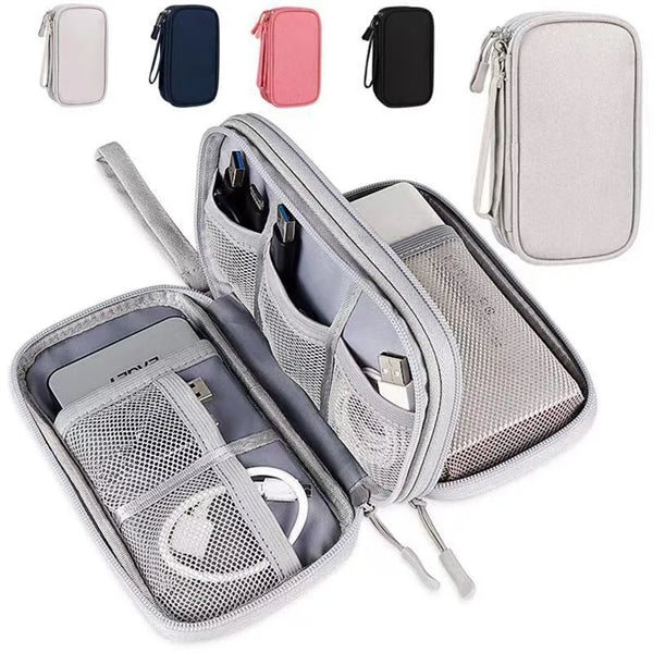 Double Layer Electronic Organizer Case Travel Cable Bag