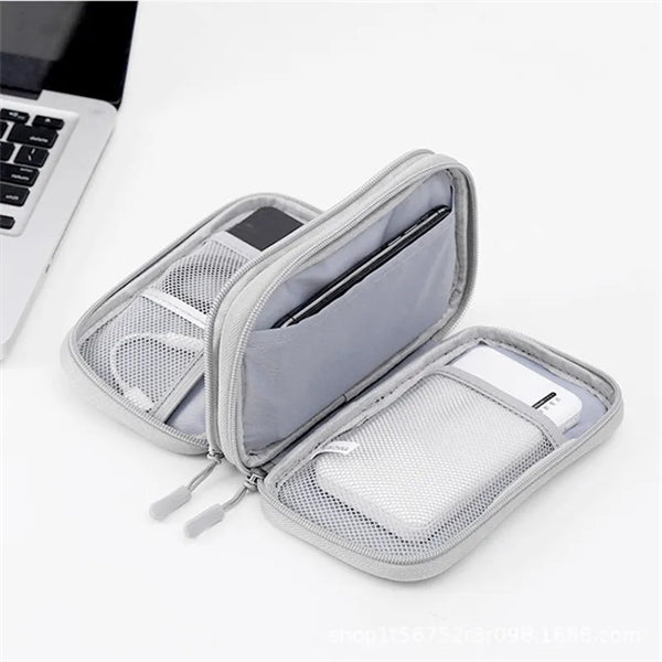 Double Layer Electronic Organizer Case Travel Cable Bag