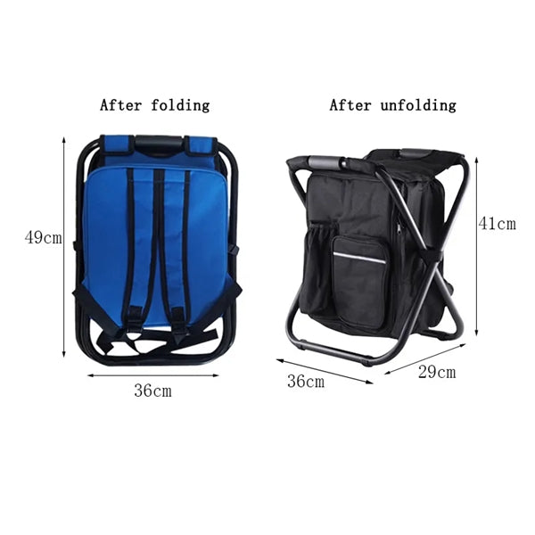 Folding Camping Stool Backpack Cooler Chair