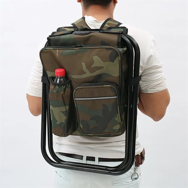 Folding Camping Stool Backpack Cooler Chair