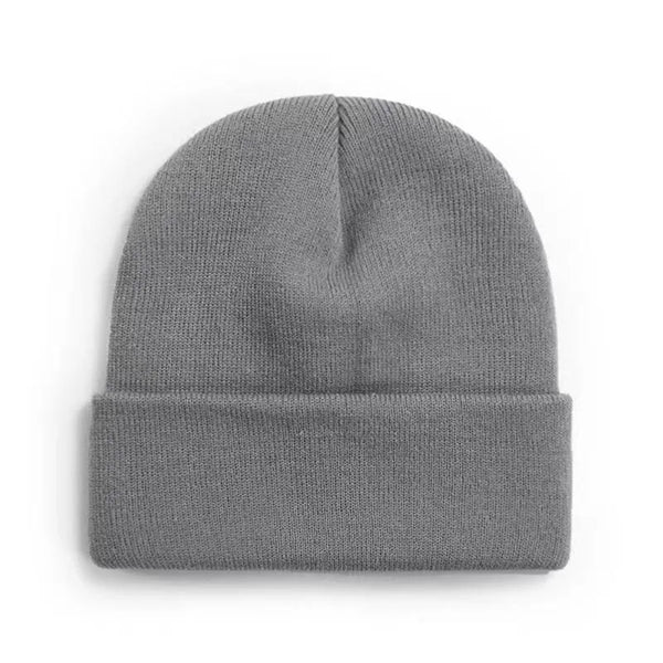 Knit Beanie with cuff caps Embroidered