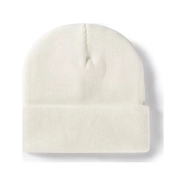 Knit Beanie with cuff caps Embroidered