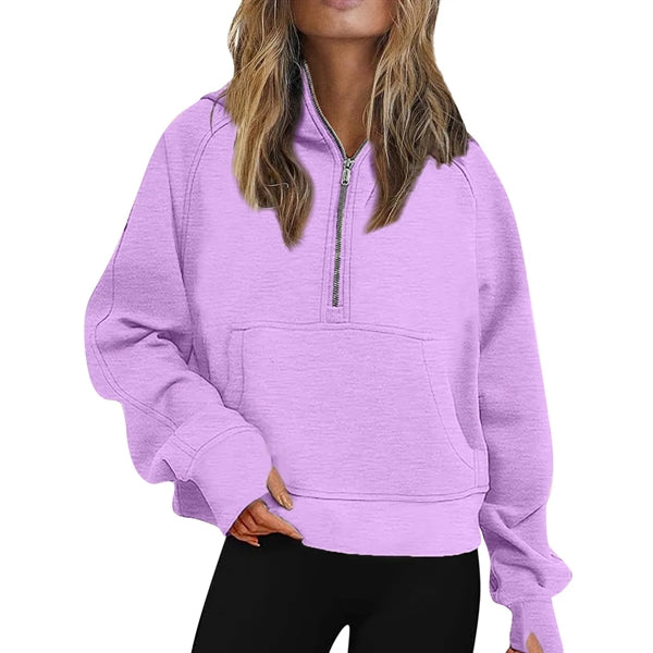 Sweatshirt Half Zip Cropped Pullover for Women