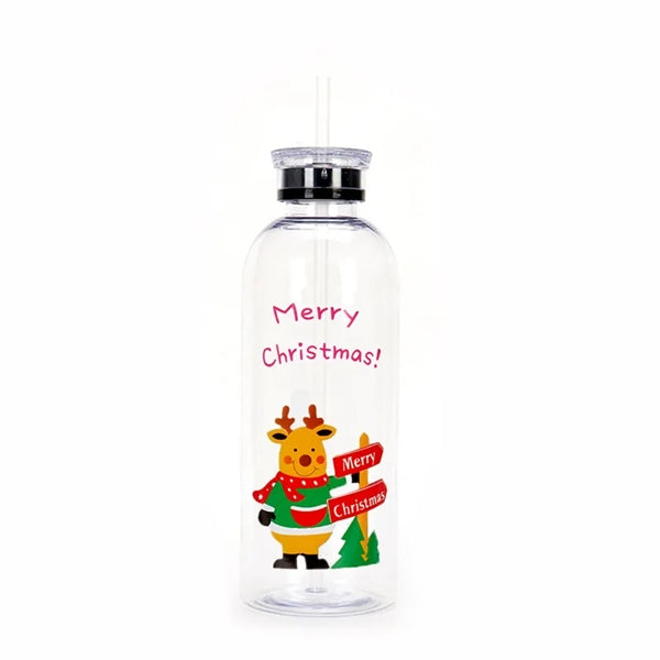 34oz Christmas Plastic Cup With Straw