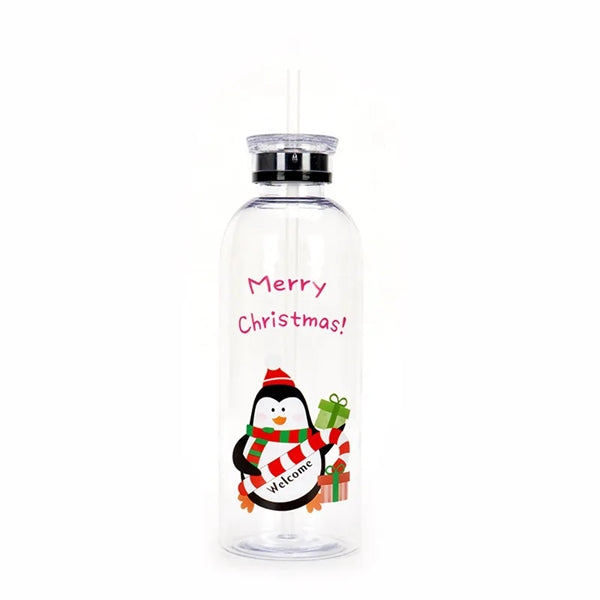 34oz Christmas Plastic Cup With Straw