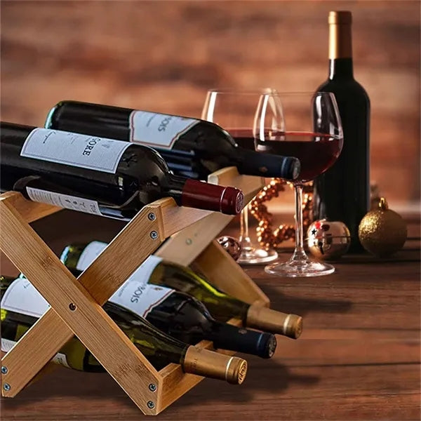 Luxury Business Gift Bamboo Foldable Wine Rack 6-Bottles