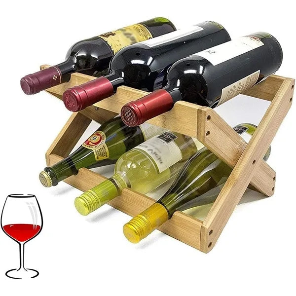 Luxury Business Gift Bamboo Foldable Wine Rack 6-Bottles