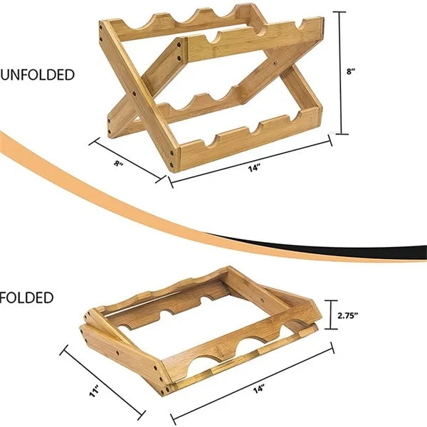 Luxury Business Gift Bamboo Foldable Wine Rack 6-Bottles