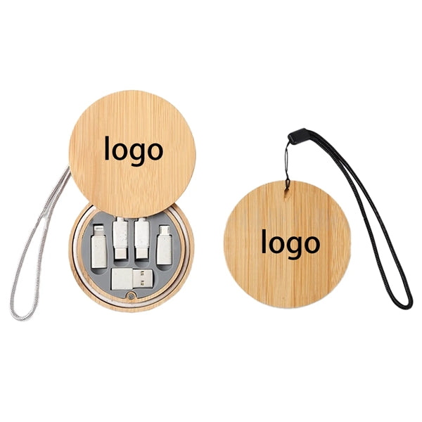 Wheat Straw 3-in-1 USB Charging Kit With Bamboo Wood Box