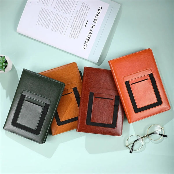 Business PU Leather Cover A5 Portfolio Notebook w/ Pocket
