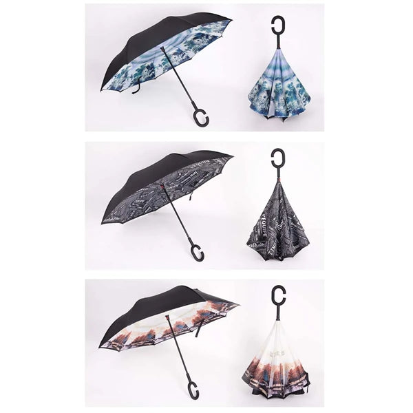 Double Layer C Handle Reverse Umbrella