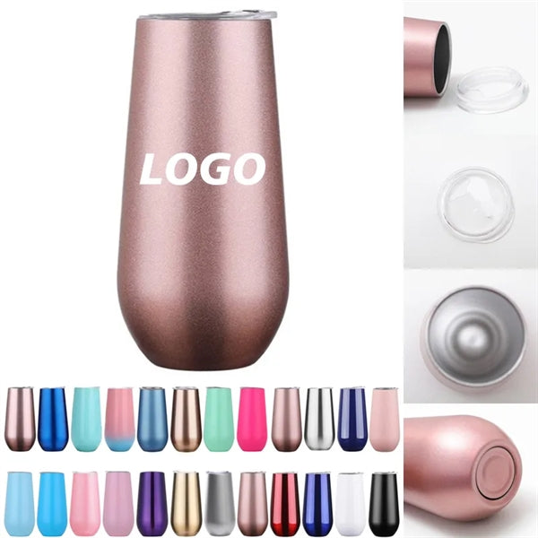 6 oz Stainless Steel Champagne Tumbler with Lips