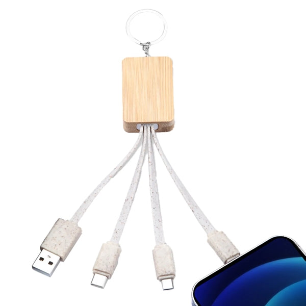 Bamboo and Wood 3-in-1 Keychain Data Cable