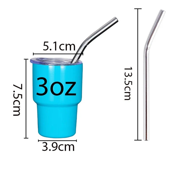 3oz Stainless Steel Tumbler Drinking Cups With Straw