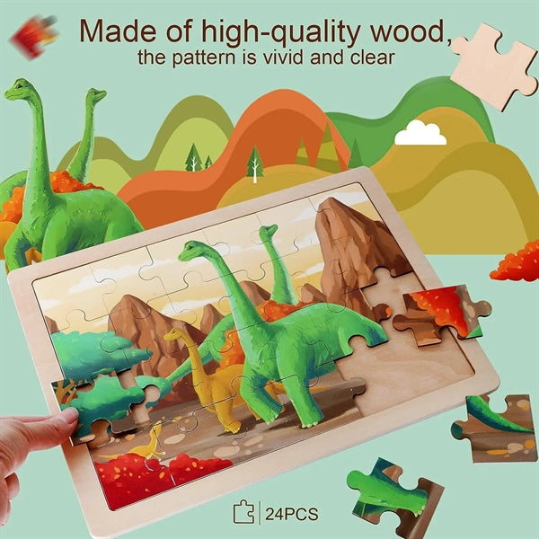 Wooden Jigsaw Puzzles for Kids Toddlers 24pcs