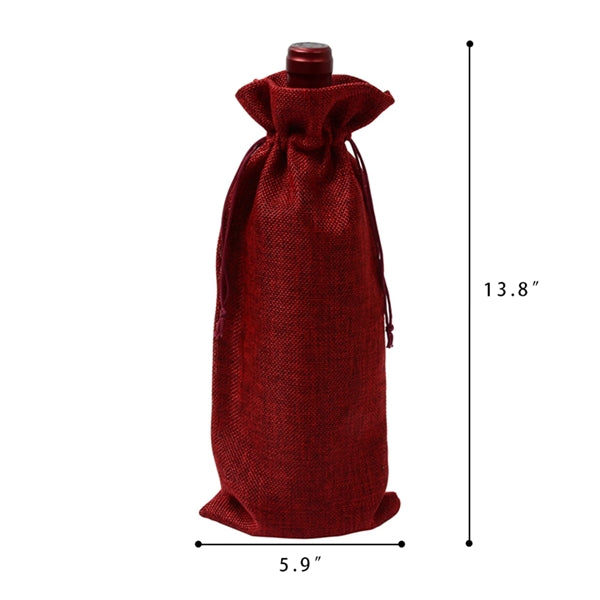 Jute Drawstring Wine Bottle Bag