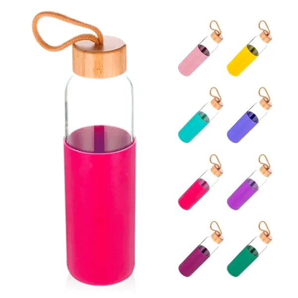500ml Glass Water Bottle With Bamboo Lids